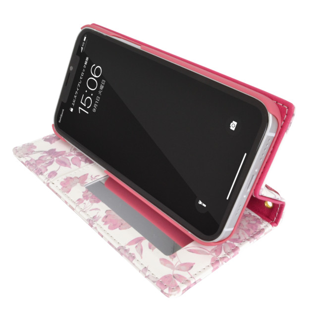 【iPhone12 mini ケース】rienda スクエア手帳 (Gentle Flower/ピンク)goods_nameサブ画像