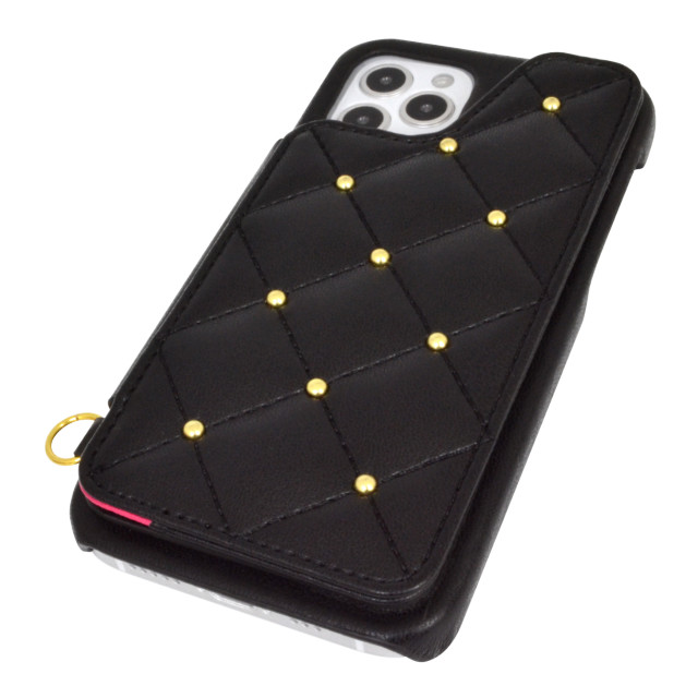 【iPhone12/12 Pro ケース】CECIL McBEE キルティング背面ケース (BLACK)サブ画像