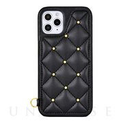 【iPhone12/12 Pro ケース】CECIL McBEE キルティング背面ケース (BLACK)