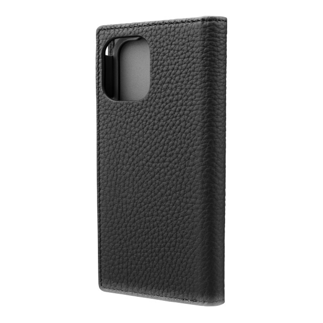 【iPhone12 mini ケース】Shrunken-Calf Leather Book Case (Black)サブ画像