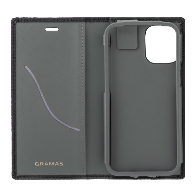 【iPhone12 mini ケース】Shrunken-Calf Leather Book Case (Black)goods_nameサブ画像