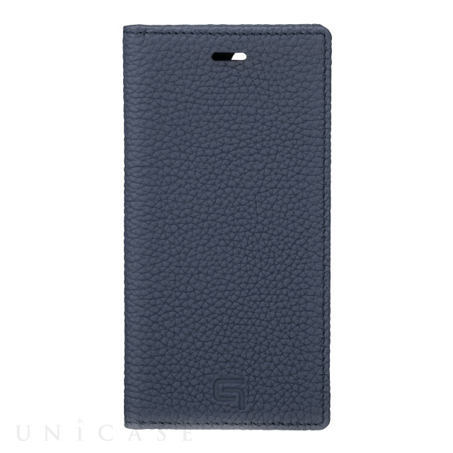 【iPhone12 mini ケース】Shrunken-Calf Leather Book Case (Navy)