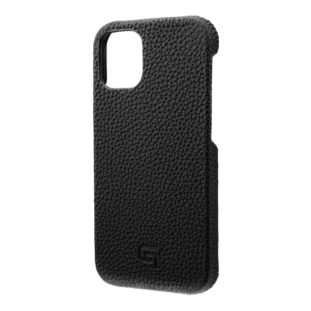 iPhone12 mini ケース】Shrunken-Calf Leather Shell Case (Black