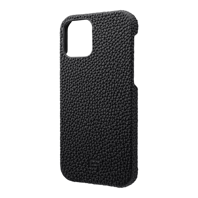 【iPhone12/12 Pro ケース】Shrunken-Calf Leather Shell Case (Black)サブ画像