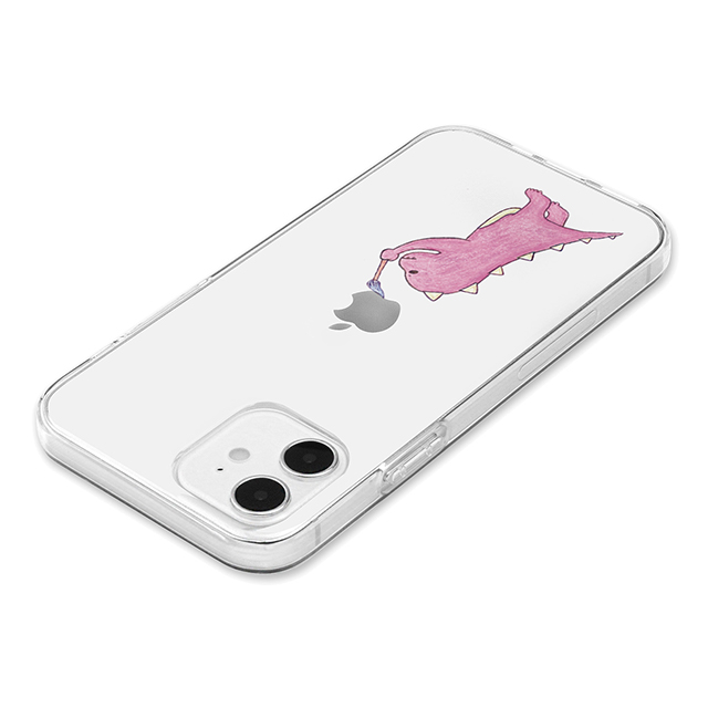 【iPhone12 mini ケース】ソフトクリアケース (お絵かきザウルス ピンク)サブ画像