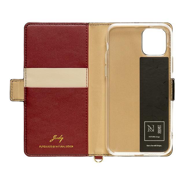 【iPhone12 mini ケース】手帳型ケース JUDY (Beige × Wine red)サブ画像