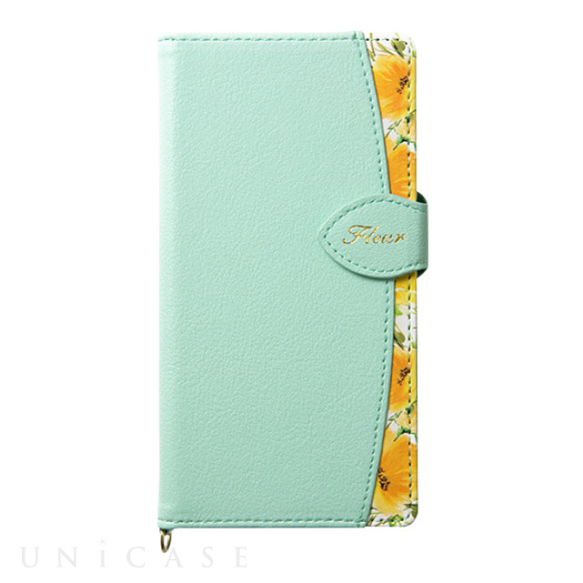 【iPhone12 mini ケース】手帳型ケース Fleur (Mint)