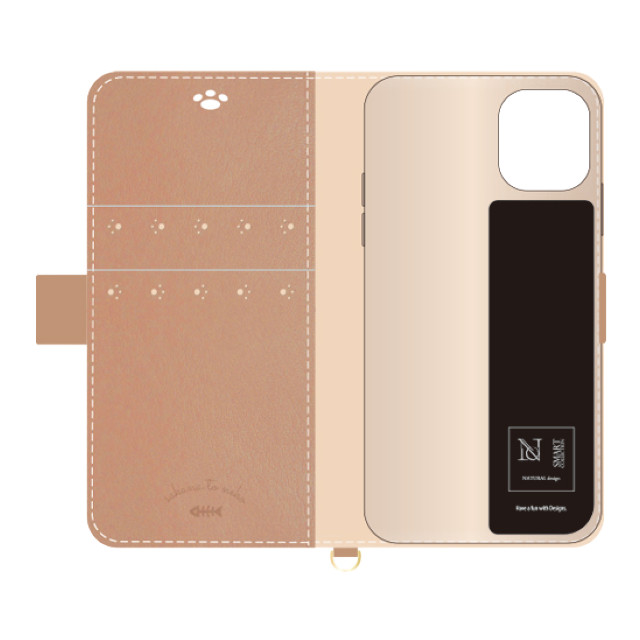 【iPhone12 mini ケース】手帳型ケース sakana to neko (Aタイプ Beige)サブ画像