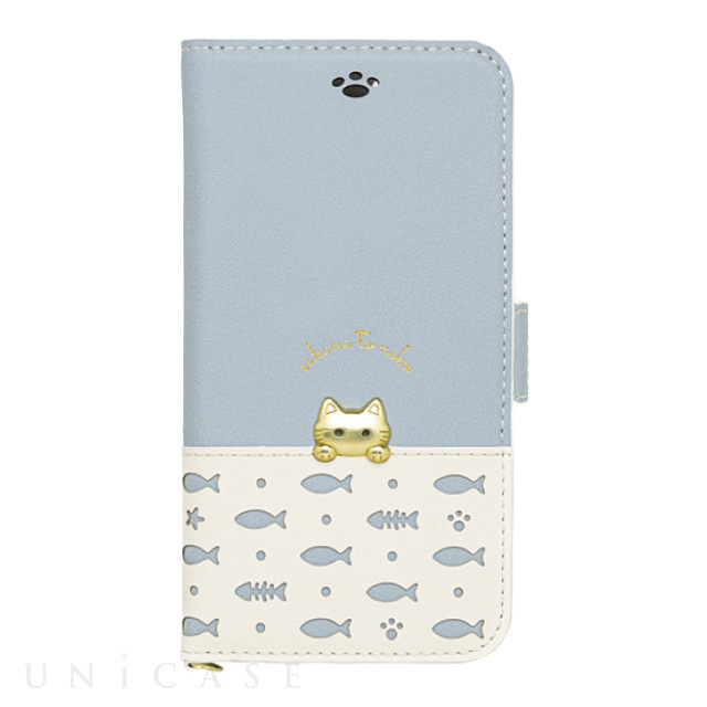 【iPhone12 mini ケース】手帳型ケース sakana to neko (Aタイプ Blue)