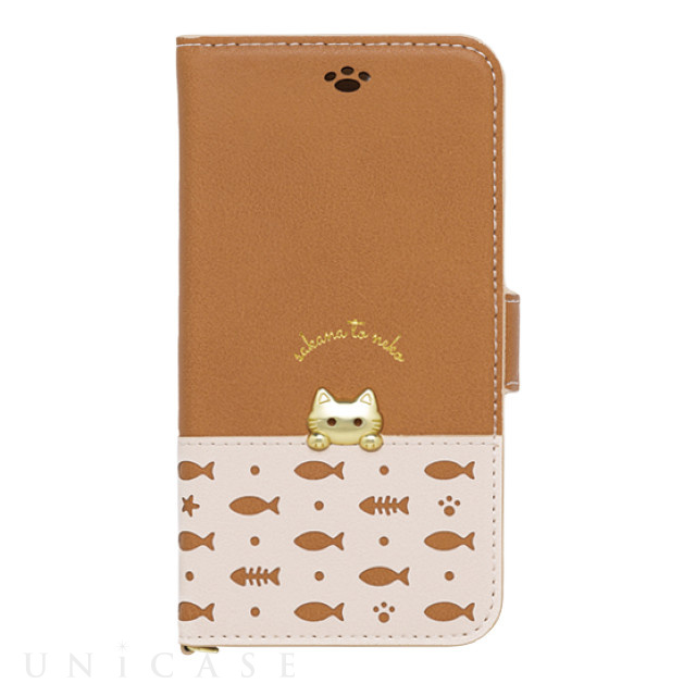 【iPhone12 mini ケース】手帳型ケース sakana to neko (Aタイプ Beige)