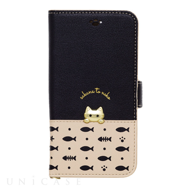 【iPhone12 mini ケース】手帳型ケース sakana to neko (Aタイプ Black)