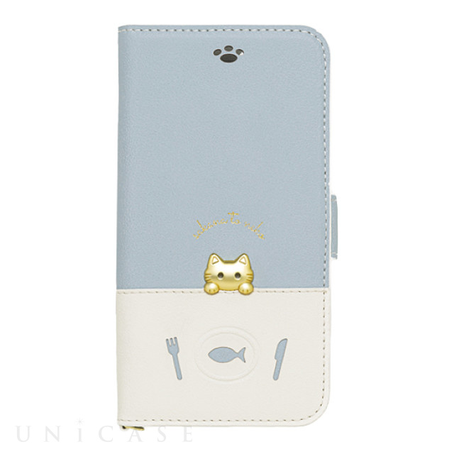 【iPhone12 mini ケース】手帳型ケース sakana to neko (Bタイプ Blue)