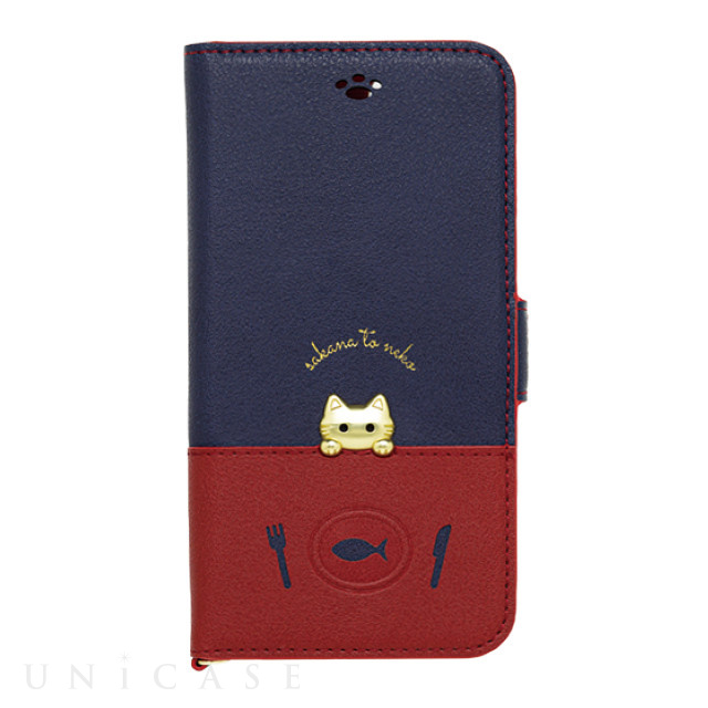 【iPhone12 mini ケース】手帳型ケース sakana to neko (Bタイプ Navy)