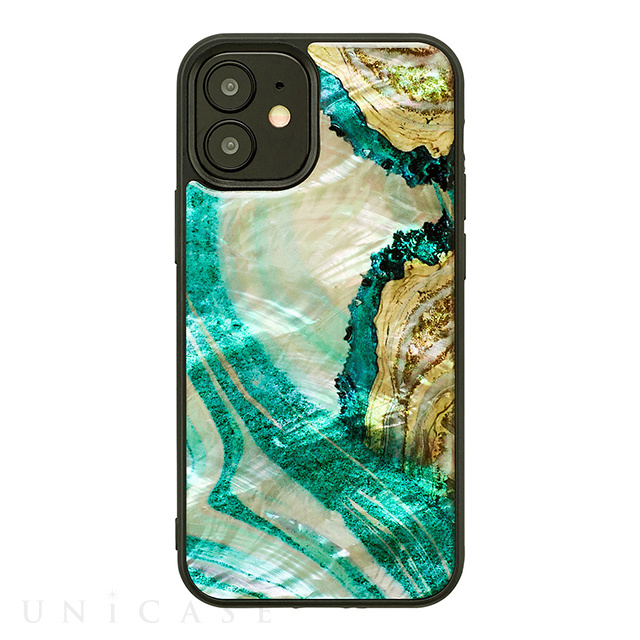 【iPhone12/12 Pro ケース】天然貝ケース (Marble Green)