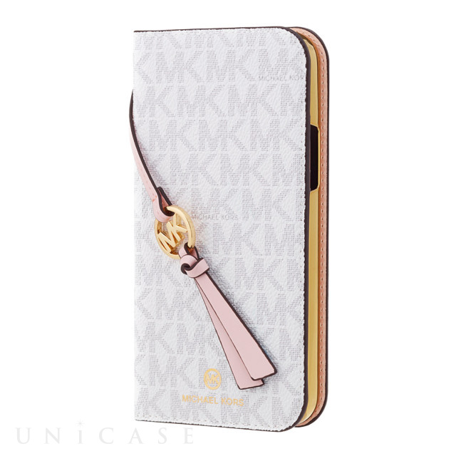 【iPhone12 mini ケース】FOLIO CASE SIGNATURE with TASSEL CHARM (Bright White)