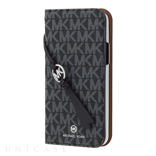 【iPhone12 mini ケース】FOLIO CASE SIGNATURE with TASSEL CHARM (Black White)