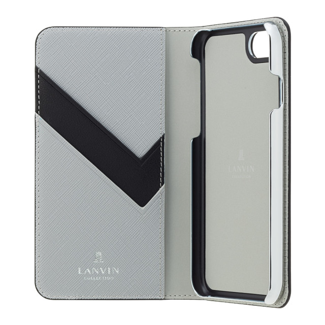 【iPhoneSE(第3/2世代)/8/7 ケース】FOLIO CASE SAFFIANO (Black / Light Gray)サブ画像