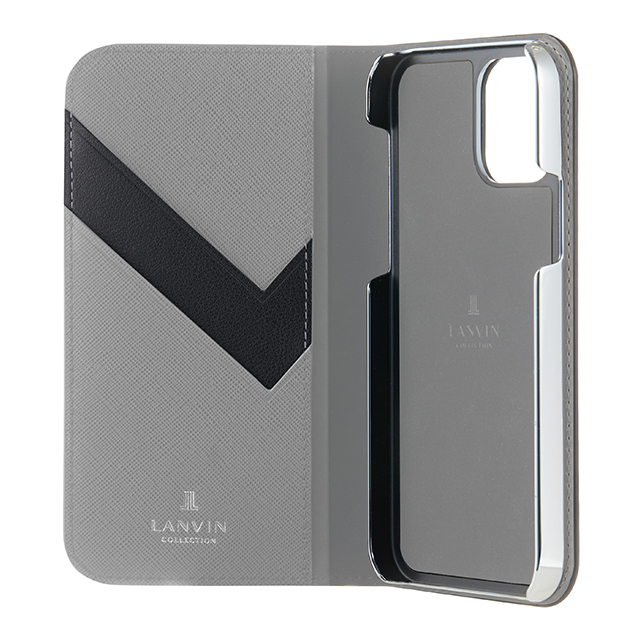 【iPhone12 mini ケース】FOLIO CASE SAFFIANO (Black / Light Gray)サブ画像