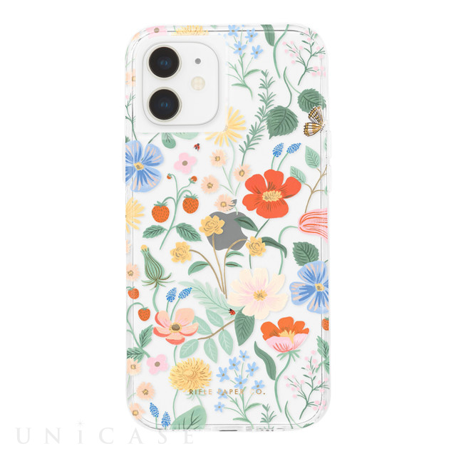 【iPhone12 mini ケース】RIFLE PAPER CO. 抗菌・耐衝撃ケース (Clear Strawberry Fields)