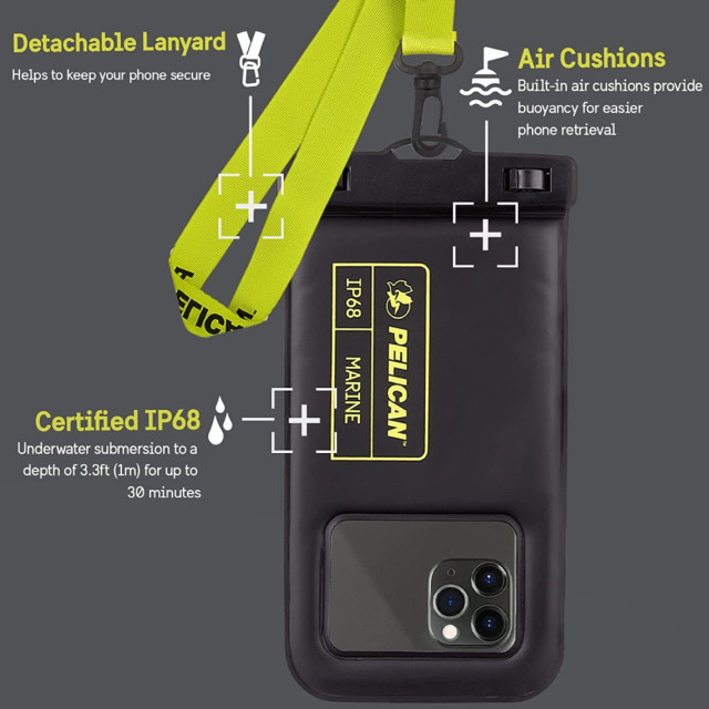 防水ポーチ Marine Waterproof Floating Pouch for Universal Max 6.5 inch (Black/Lime Green)サブ画像