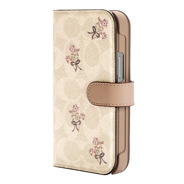 【iPhone12 mini ケース】Folio Case (Floral Bow Signature C Sand/Multi Printed/Glitter Accents)サブ画像