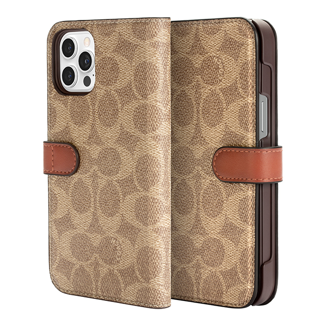 iPhone12 Pro Max ケース】Folio Case (Signature C Khaki) COACH