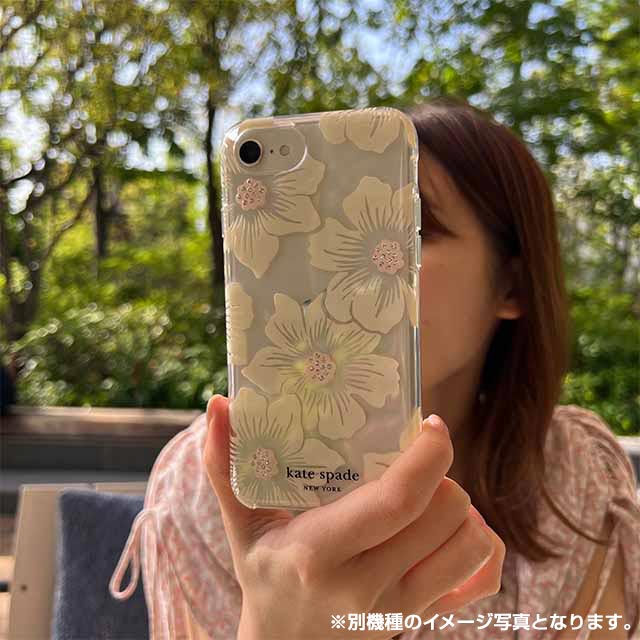 【iPhone12/12 Pro ケース】Protective Hardshell Case (Hollyhock Floral Clear/Cream with Stones)サブ画像
