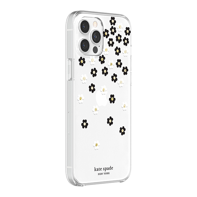 【iPhone12 Pro Max ケース】Protective Hardshell Case (Scattered Flowers Black/White/Gold Gems/Clear/White Bumper)サブ画像
