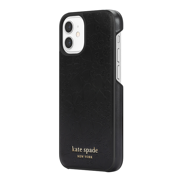 【iPhone12 mini ケース】Wrap Case (Black Crumbs/Clover Hearts Printed Pattern/Gold Sticker Logo)サブ画像