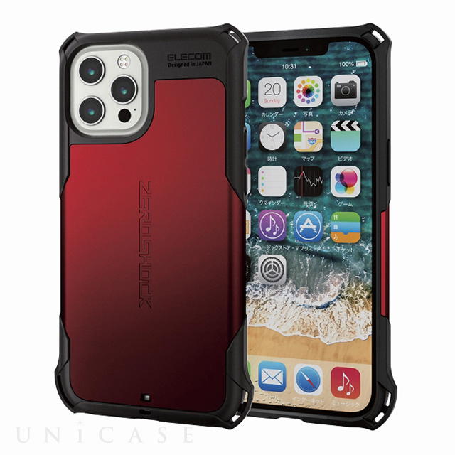 【iPhone12 Pro Max ケース】ハイブリッドケース ZEROSHOCK (レッド)