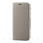 【iPhone12 mini ケース】レザーケース UltraSlim Flowers 磁石付き 手帳型 (グレージュ)