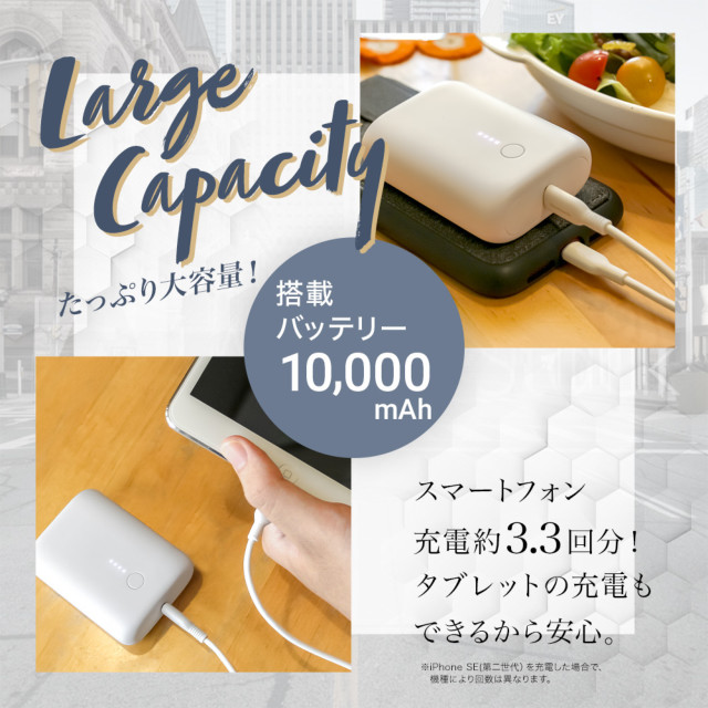 PD18W対応 最小・最軽量モバイルバッテリー 10000mAh USB Type-C入出力＋USB Type-A出力 OWL-LPB10015シリーズ (ブラック)サブ画像