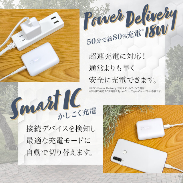 PD18W対応 最小・最軽量モバイルバッテリー 10000mAh USB Type-C入出力＋USB Type-A出力 OWL-LPB10015シリーズ (ホワイト)goods_nameサブ画像