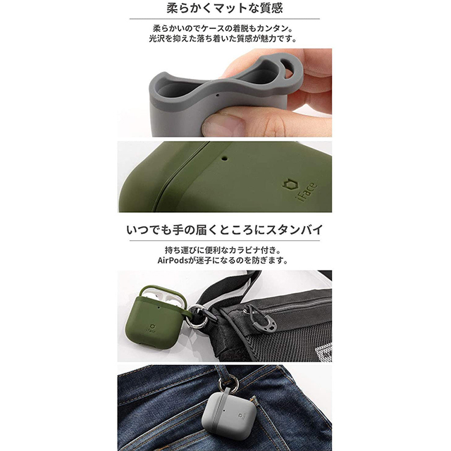 【AirPods(第2/1世代) ケース】iFace Grip On Siliconeケース (ブラック)サブ画像