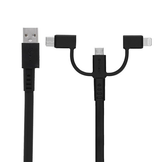 Lightning＋USB Type-C＋microUSB マルチコネクタータイプ 超タフ巻き取り 3 in 1 ケーブル OWL-CBRKMLCシリーズ (ブラック)サブ画像