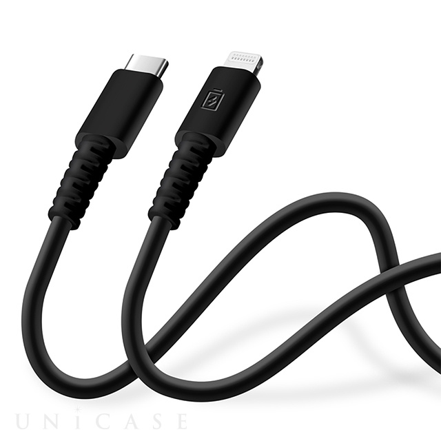 充電/通信 やわらかケーブル USB-C to Lightning 0.5m (ブラック)