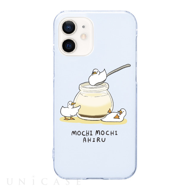 【iPhone12 mini ケース】クリアケース (アヒル×プリン)