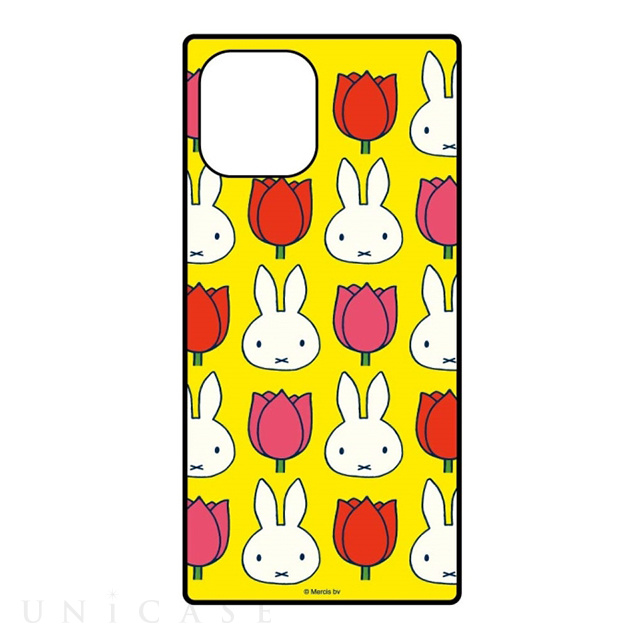 【iPhone12 Pro Max ケース】ミッフィー miffy and tulips スクエアガラスケース (イエロー)