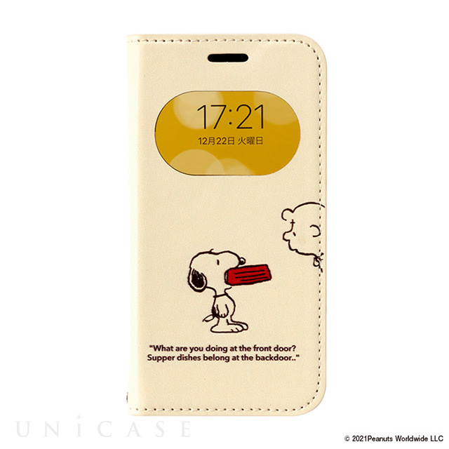 【iPhone12 mini ケース】PEANUTS/フリップ窓付きダイアリーケース (CB/ドッグディッシュ)