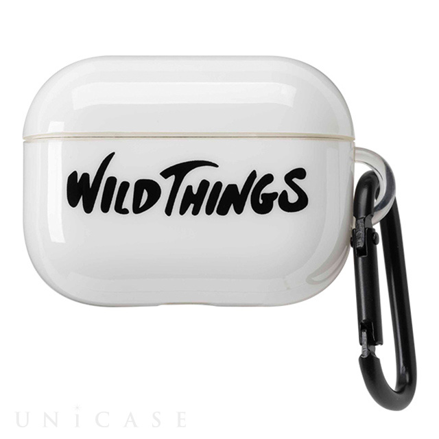 【AirPods Pro(第1世代) ケース】WILD THINGS カラビナ付きTPUケース (ホワイト)