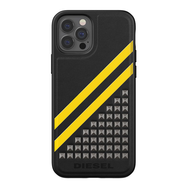 【iPhone12/12 Pro ケース】Leather Stud (Black/Yellow)goods_nameサブ画像