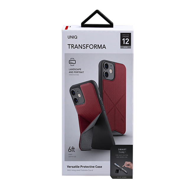 【iPhone12 mini ケース】Transeorma 耐衝撃ハイブリッド素材採用 折り畳み式スタンド ハードケース (レッド)goods_nameサブ画像