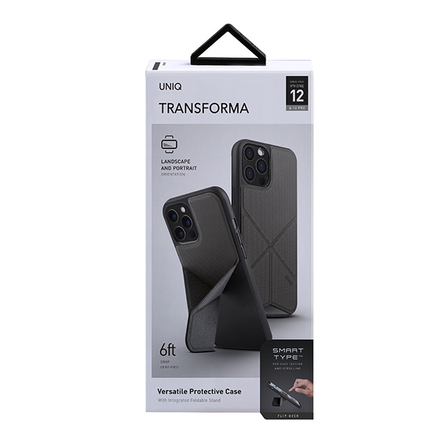 【iPhone12/12 Pro ケース】Transeorma 耐衝撃ハイブリッド素材採用 折り畳み式スタンド ハードケース (グレー)goods_nameサブ画像