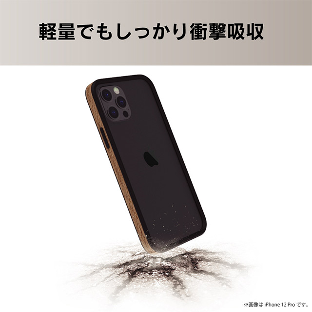 【iPhone12 mini ケース】[ALINE] 衝撃吸収 バンパーケース 天然木シート (ダークウッド)goods_nameサブ画像
