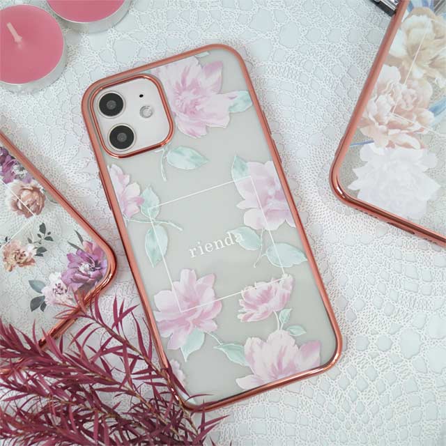 【iPhone12 mini ケース】rienda メッキクリアケース (Lace Flower/ピンク)goods_nameサブ画像