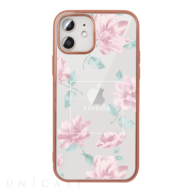 【iPhone12 mini ケース】rienda メッキクリアケース (Lace Flower/ピンク)