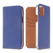 【iPhone11 ケース】German Shrunken Calf Folio Case (Electric Blue×Gold)