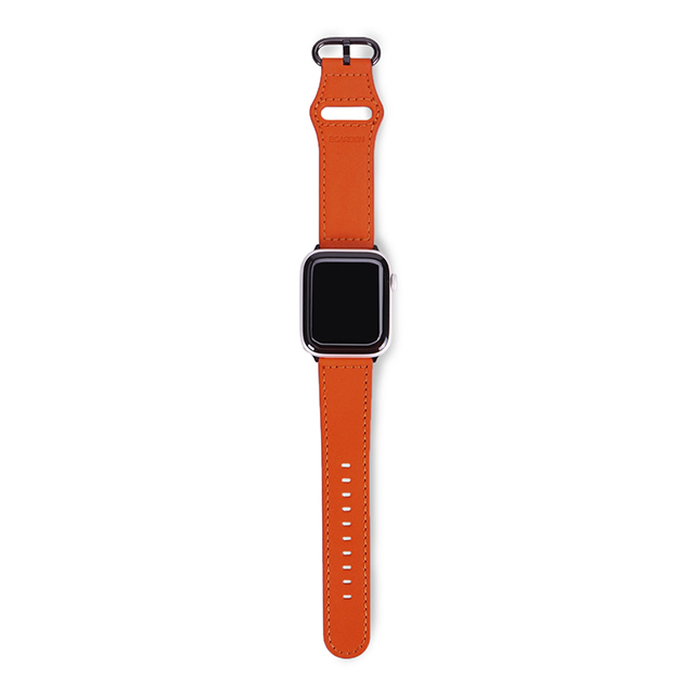 【Apple Watch バンド 41/40/38mm】GENUINE LEATHER STRAP (オレンジ) for Apple Watch  SE(第2/1世代)/Series9/8/7/6/5/4/3/2/1