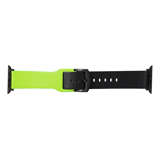 【Apple Watch バンド 41/40/38mm】“NEON” Italian Genuine Leather Watchband (Neon Green/Black) for Apple Watch SE(第2/1世代)/Series9/8/7/6/5/4/3/2/1goods_nameサブ画像