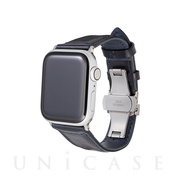 【Apple Watch バンド 49/45/44/42mm】Museum-calf German Leather Watchband (Navy) for Apple Watch Ultra2/1/SE(第2/1世代)/Series9/8/7/6/5/4/3/2/1